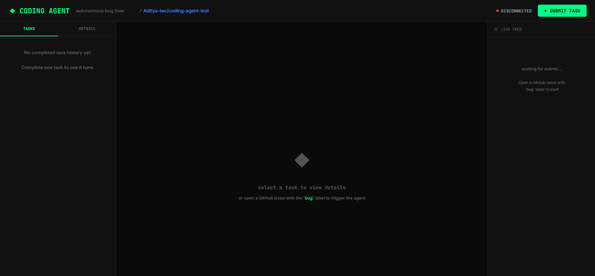 Coding Agent live demo preview