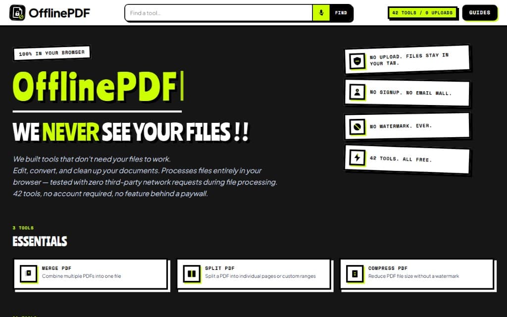 OfflinePDF live demo preview