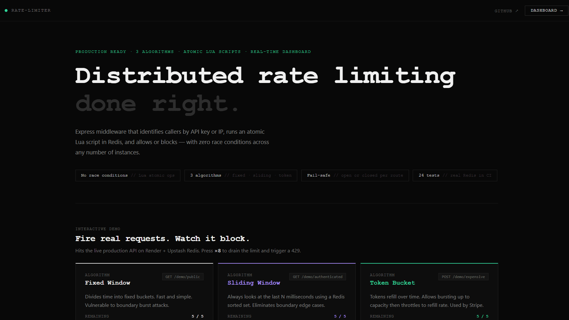 Rate Limiting Infrastructure live demo preview